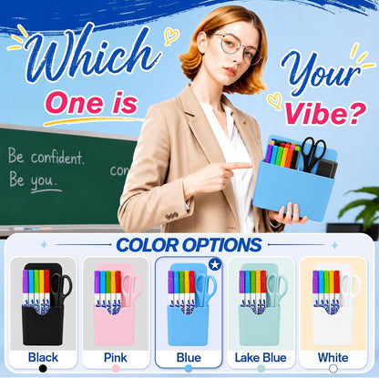 Magnetic Pen Holder, Magnetic Marker Holder, 4 Pack, White | Magnetic Cups for Dry Erase Markers, Pen Organizer for Whiteboard, Refrigerator, Locker, Cruise, Classroom, Office, School