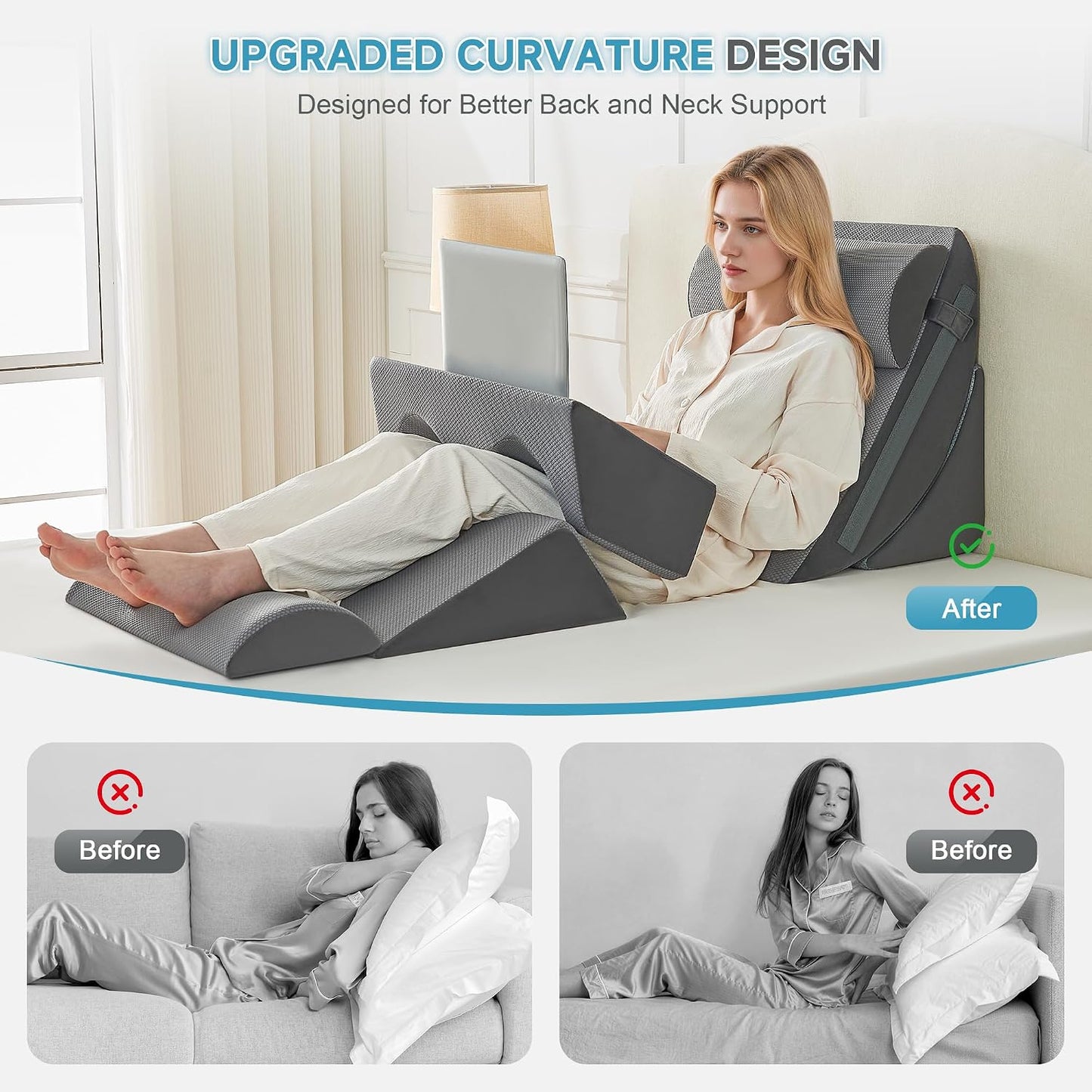 Yojoker Leg Elevation Pillows for Swelling, Memory Foam Wedge Pillow for Legs Blood Circulation, Leg Elevation Pillows for After Surgery, Knee Wedge Pillow for Sleeping Back Hip Ankles Relief