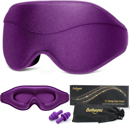 BeHoomi Sleep Mask, Premium Eye Mask for Sleeping, Total Blackout, Super Soft Comfort, Adjustable Fit, Upgraded 3D Ergonomic Designed Sleeping Mask for Home, Office, Travel, Meditation, Yoga, Pink