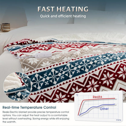 Reaks Heated Throw Blanket, 5 Heat Levels, 3 Hours Auto-Off, 50"x60", White