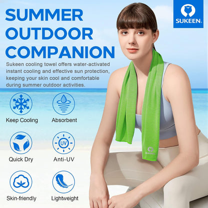 Sukeen 4 Pack Cooling Towels (40"x 12"), Cooling Neck Wraps, Soft Ice Towel