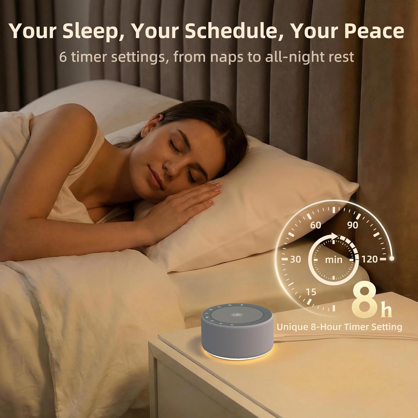 Kipcush White Noise Machine for Baby & Adults, 30 Soothing Sounds, Sleep Sound Machine with 8 Color Night Light, Memory Function, White Noise for Sleeping, Nursery, Office, Travel & Relaxation