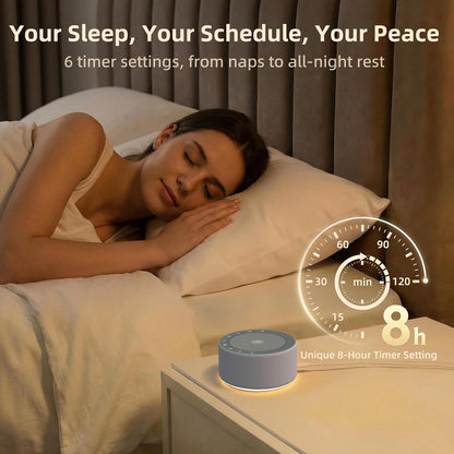 Kipcush White Noise Machine for Baby & Adults, 30 Soothing Sounds, Sleep Sound Machine with 8 Color Night Light, Memory Function, White Noise for Sleeping, Nursery, Office, Travel & Relaxation