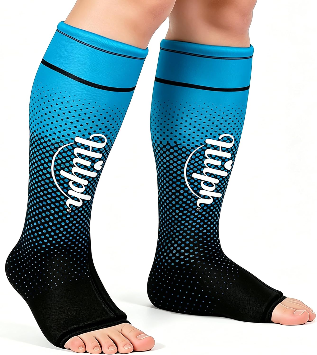Hilph 2PCS Full Calf & Foot Ice Pack Wrap, Extended Leg to Foot Ice Sleeve | Flexible Gel Ice Calf Compression Sleeve, Lower Leg Ice Pack, Pain Relief for Shin Splints, Swelling, Muscle Running Recovery