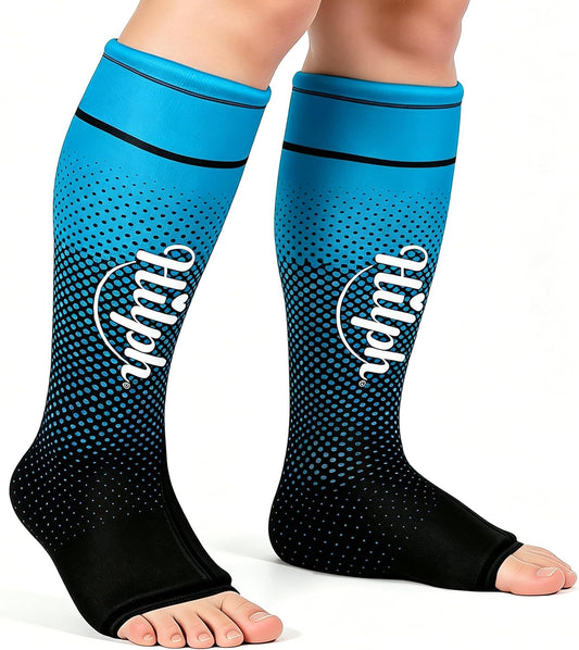 Hilph 2PCS Full Calf & Foot Ice Pack Wrap, Extended Leg to Foot Ice Sleeve | Flexible Gel Ice Calf Compression Sleeve, Lower Leg Ice Pack, Pain Relief for Shin Splints, Swelling, Muscle Running Recovery