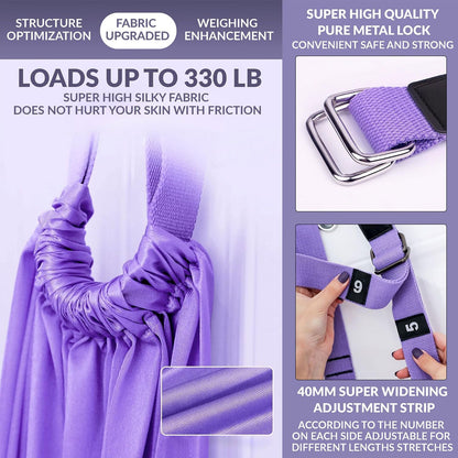 Leg Stretcher Strap Adjustable Fitness Strap Band for Waist Trainer Stretching Door Swing Flexibility Tensile Trainer with Carrying Pouch Back Bend Go Upside-Down for Yoga Practitioner Ballet Dancer Gymnastics Exercises