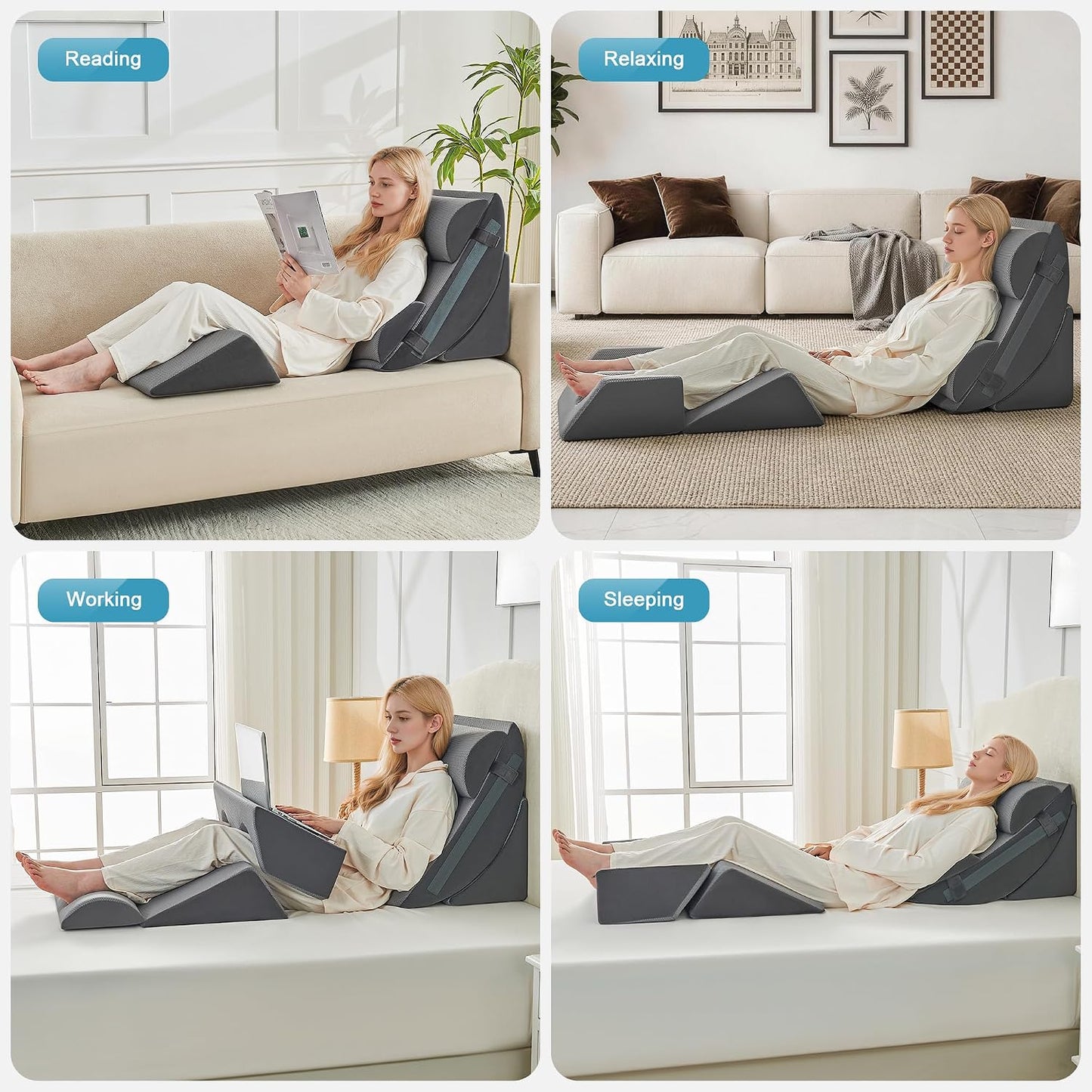 Yojoker Leg Elevation Pillows for Swelling, Memory Foam Wedge Pillow for Legs Blood Circulation, Leg Elevation Pillows for After Surgery, Knee Wedge Pillow for Sleeping Back Hip Ankles Relief