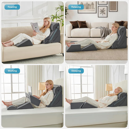 Yojoker Leg Elevation Pillows for Swelling, Memory Foam Wedge Pillow for Legs Blood Circulation, Leg Elevation Pillows for After Surgery, Knee Wedge Pillow for Sleeping Back Hip Ankles Relief