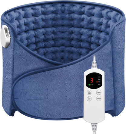 Heat Pad for Back Pain Relief Electric Heating Pads with 6 Temperatures Soft Detachable Heat Pad for Man Women (Gray)