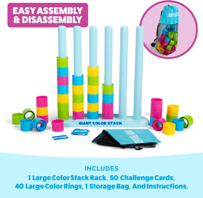 Giant Color Stack Challenge by Relatable - Nappa Award 2025 Winner, Strategy Stacking Game with 50 Puzzles, Backyard & Lawn Activity for Summer Parties, Outdoor Fun for Families & Groups, Ages 6+