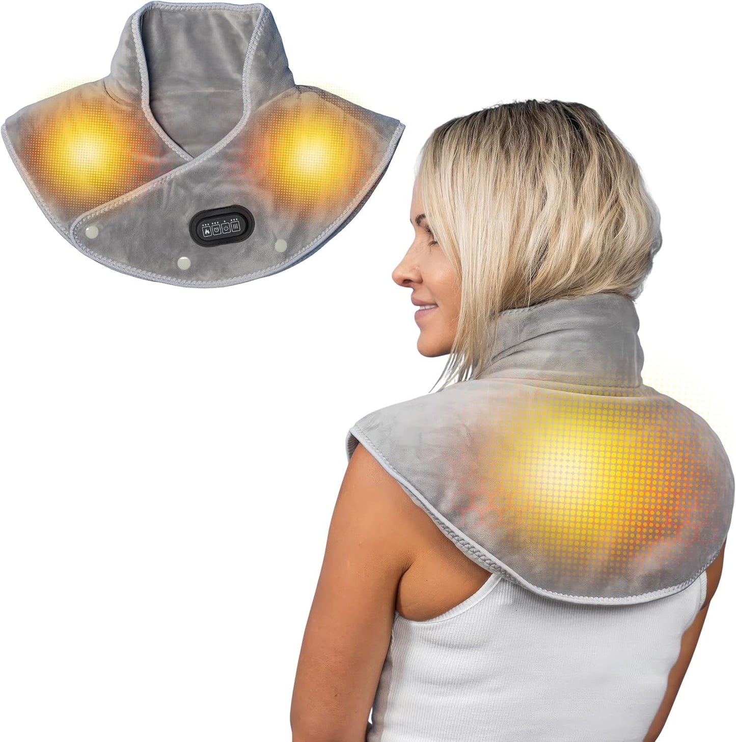 Callixe TheraWrap | Cordless Heating Pad for Neck, Shoulders, and Upper Back | Cervical Electric Massager with Instant Heat and Vibration for Pain Relief & Deep Relaxation | Ideal Gift for Mom & Dad