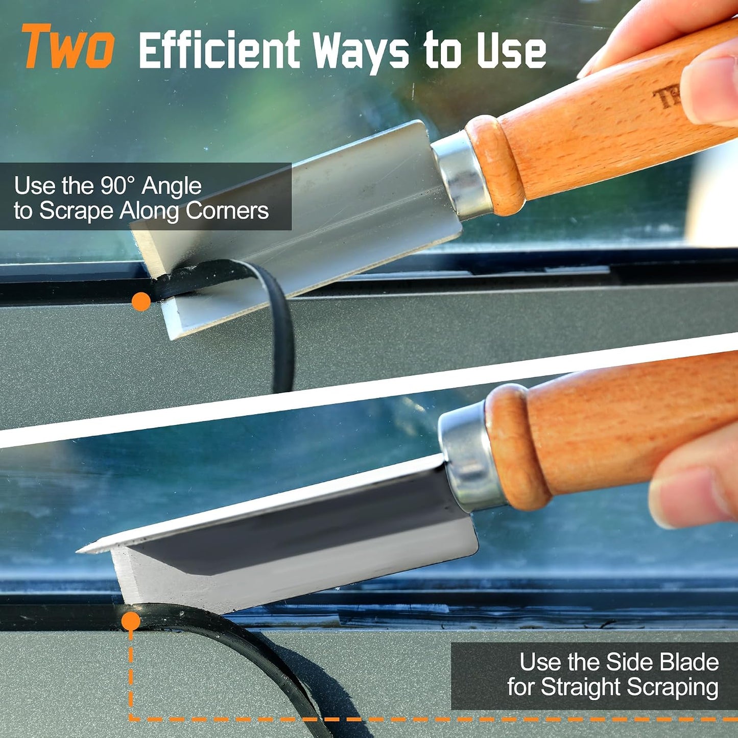 2PCS Professional Caulk Remover Tool – Heat-Treated Caulking Tool with 90° Sharp Blade & Solid Wood Handle, Saves Time for Home Improvement, Durable Grout & Silicone Remover Tool (Original - 2)