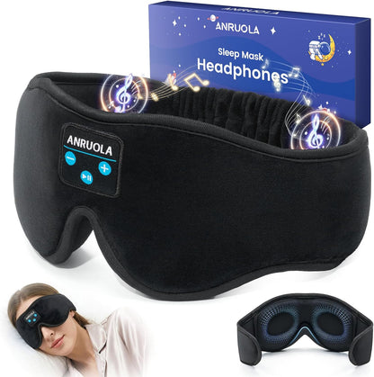 3D Sleep Mask with Bluetooth Headphones, Wireless Sleep Headphones for Side Sleepers, Noise Cancelling Eye Mask for Nap, Soft Sleeping Mask for Women Men, Blackout Sleep Mask with Built-in Speakers