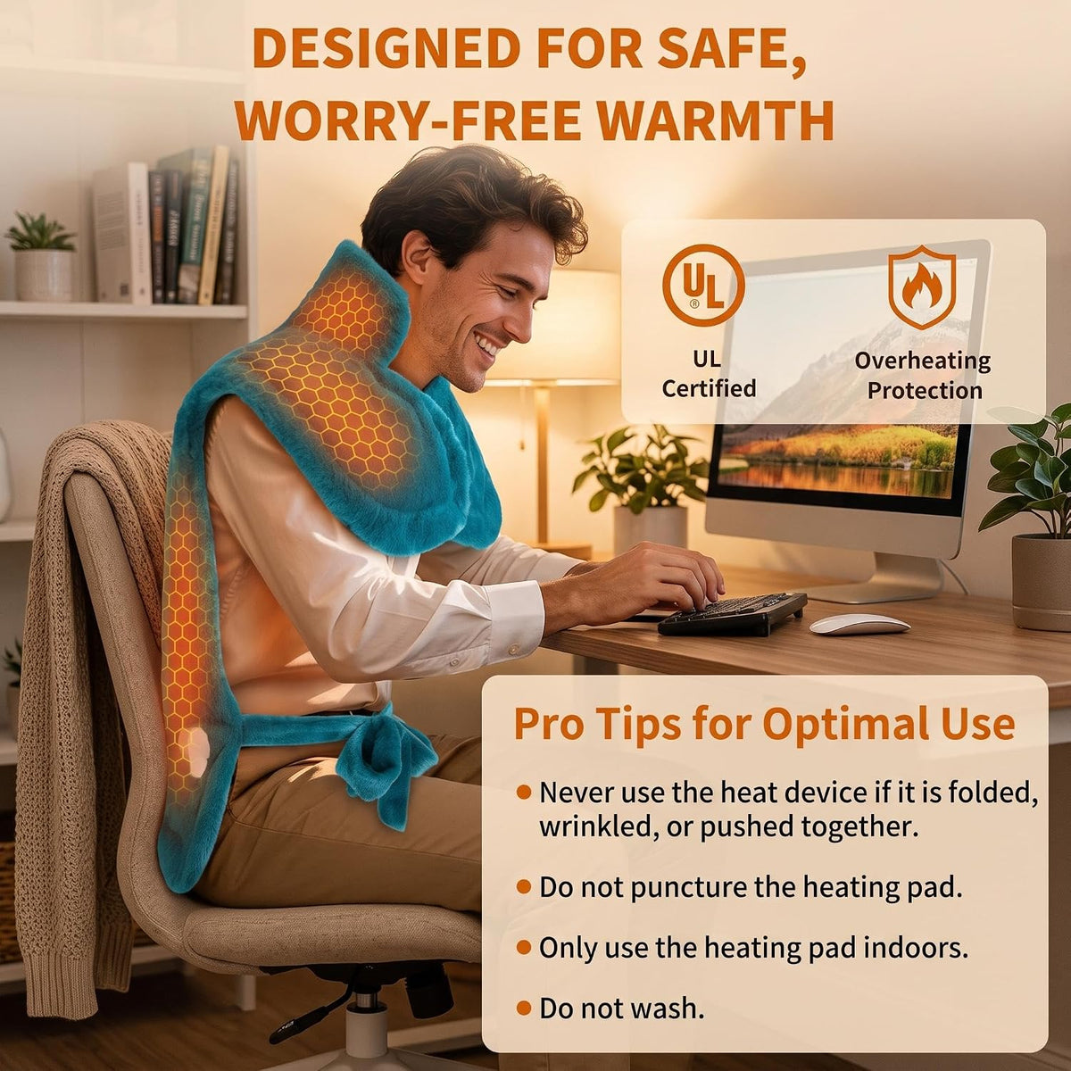 Massaging Heating Pad for Neck and Shoulders and Back, Gifts for Mom Dad