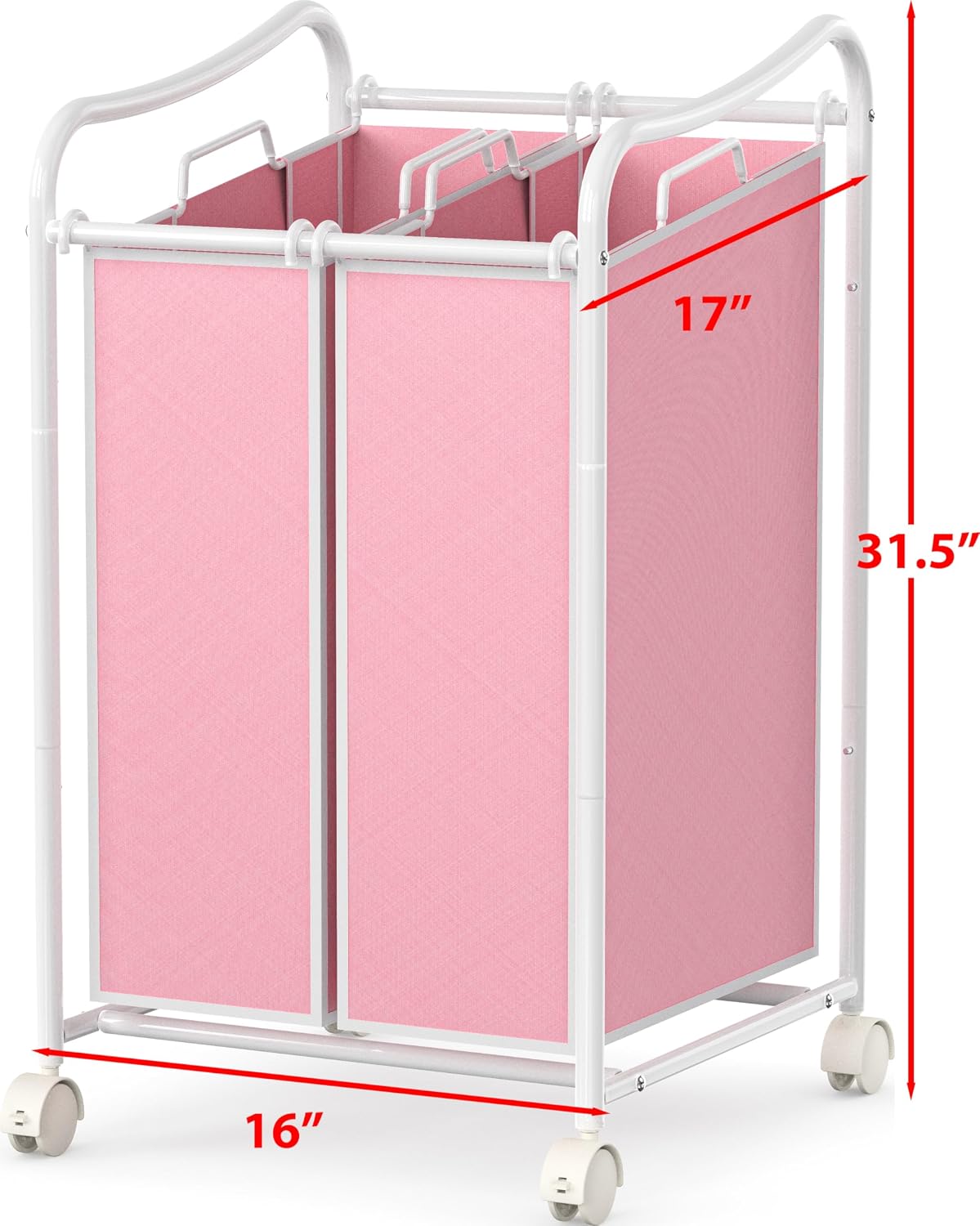 Simple Houseware 2-Bag Heavy Duty Laundry Sorter Rolling Cart, Dark Grey | Removable Bags and Lockable Wheels for Laundry Room Organization