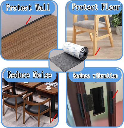 Cuttable Felt Furniture Pads with Sticky Backing,40x4 inch Self Adhesive Felt Sheets,Heavy Duty Felts Strip Roll Felts Tape Protect Hardwood Floors No Scratches No Noise