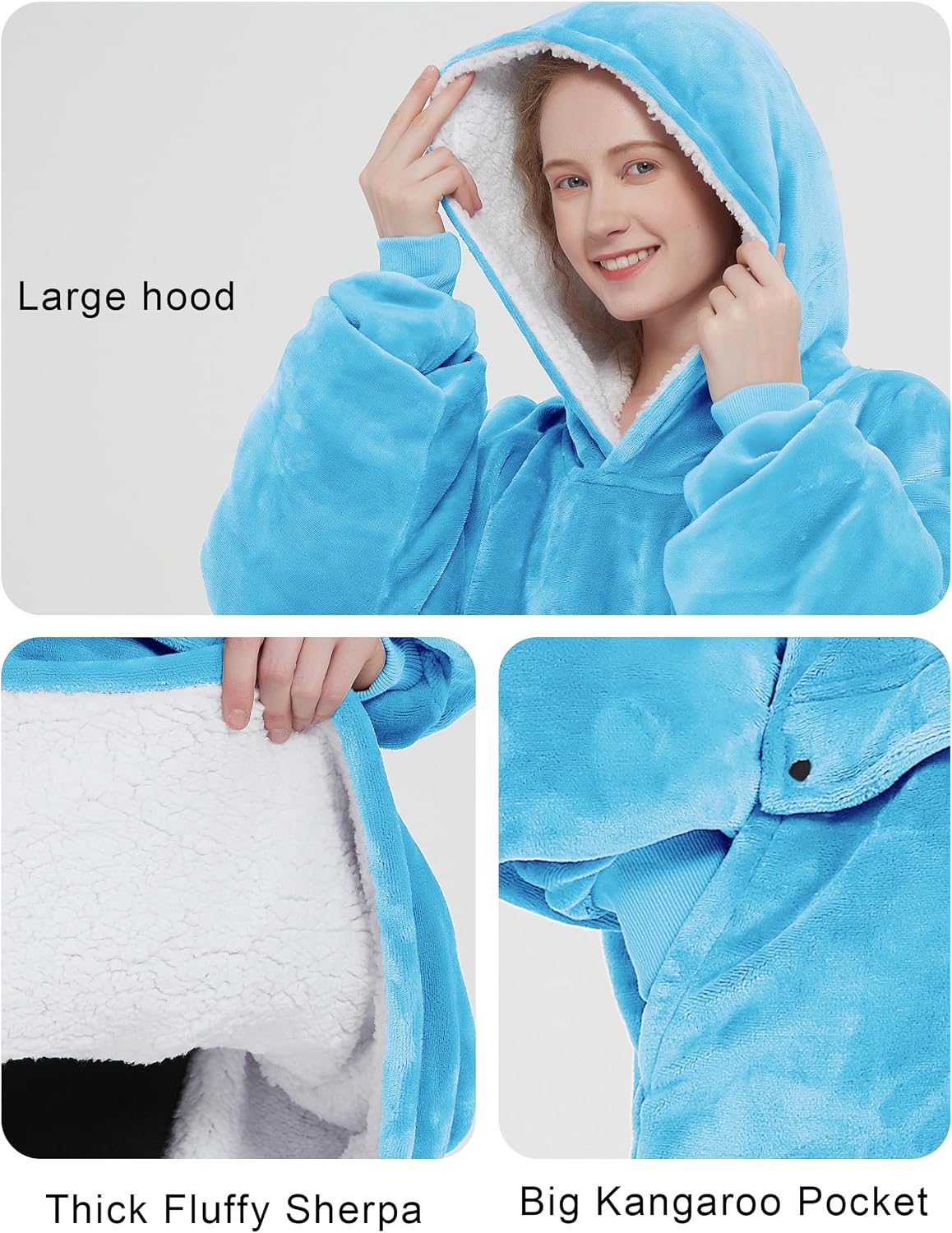 KFUBUO Wearable Heated Blanket Cordless Oversized Hoodie Sweatshirt