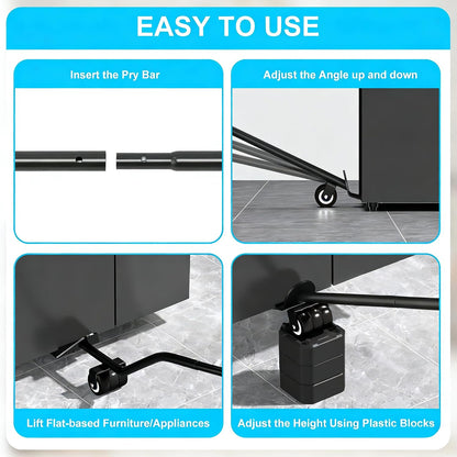 LOYAL TIGER Heavy Furniture Lifter Tool Set with 4 Raise Blocks,Red | Heavy Duty Furniture Lifter Tool for Moving Sofas, Refrigerator & Appliances Quickly. 800 Lbs Load Capacity.