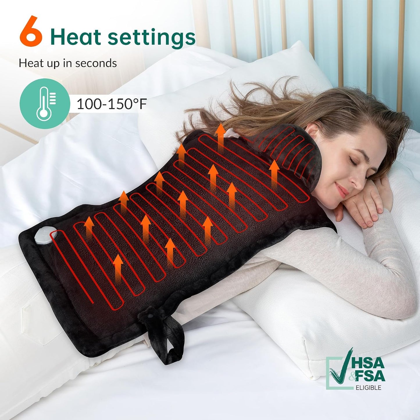 Snailax Heating Pad for Neck and Shoulders and Back, Large Heating Pad for Neck and Shoulders, Electric Heated Wrap, 6 Heat Settings & Auto Shut Off, Washable,Gifts