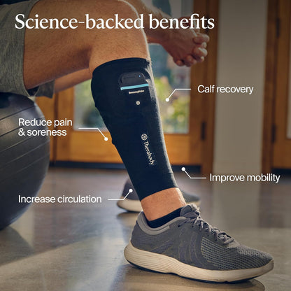 Therabody RecoveryPulse Calf - Compression and Vibration Sleeve for On The Go Relief, Reduce Soreness and Pain in Lower Legs, Increase Flexibility (Medium)