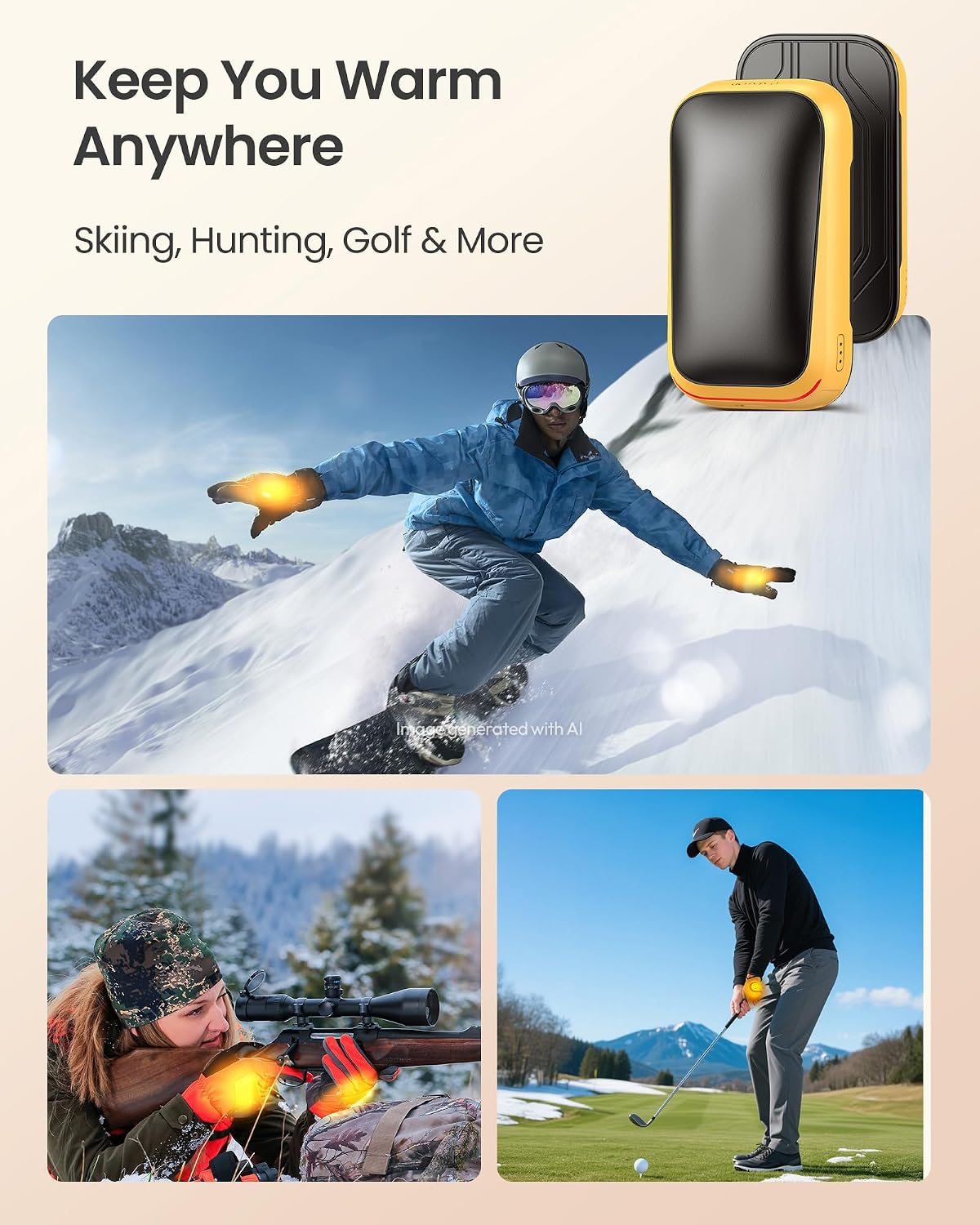 Gaiatop Electric Hand Warmers Rechargeable, Magnetic Pocket Hand Warmer | 2-Pack, 3 Heat Levels, Fits in Gloves, Winter Sports Hunting Essentials, Secret Santa Stocking Stuffers Gifts for Men Women