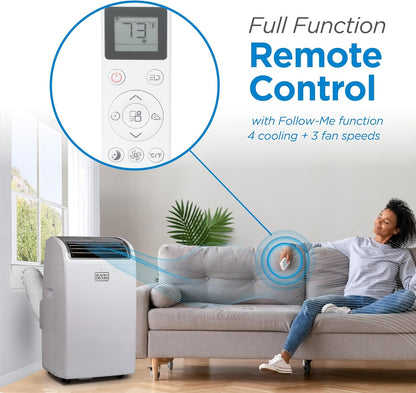 BLACK+DECKER Smart Portable Air Conditioner, 12,000 BTU, BPACT12WT, White | 8,000 BTU SACC for Rooms up to 550 Sq. Ft., Smart 3-in-1 Portable AC, Fan and Dehum with Follow Me Remote