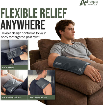 Medium Flexible Gel Ice Packs Reusable - Hot and Cold Soft Ice Packs for Injuries Reusable for Ankle, Arm, Foot, Leg, Back Pain Relief - 8" x 12" - Purple