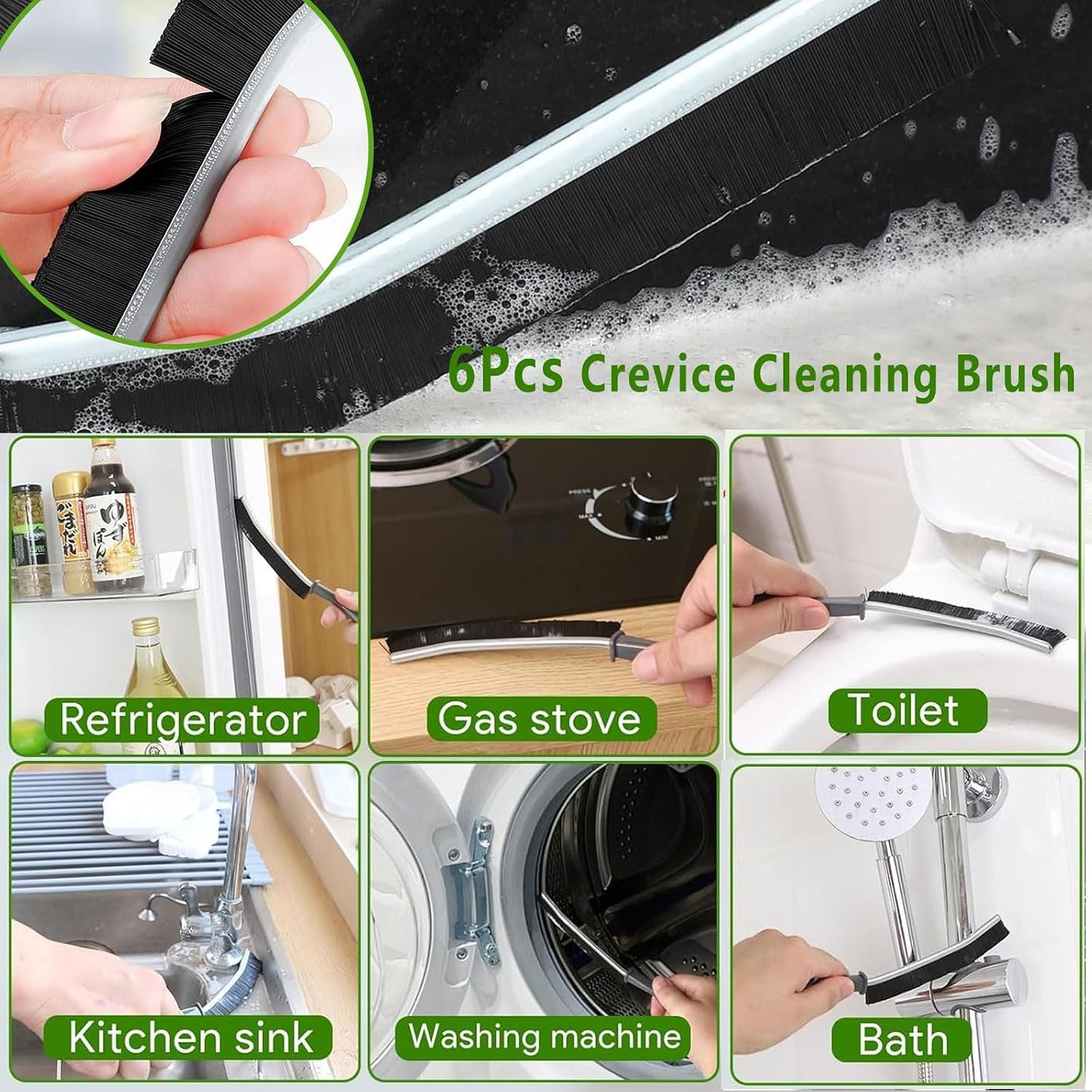 Crevice Cleaning Brush, Multi-Purpose Hard Bristle Brushes for Deep Cleaning Kitchen, Bathroom, Grout, Sink, Cup, Teapot, Bottle, Blender, Corners, Tight Spaces & More 12pcs
