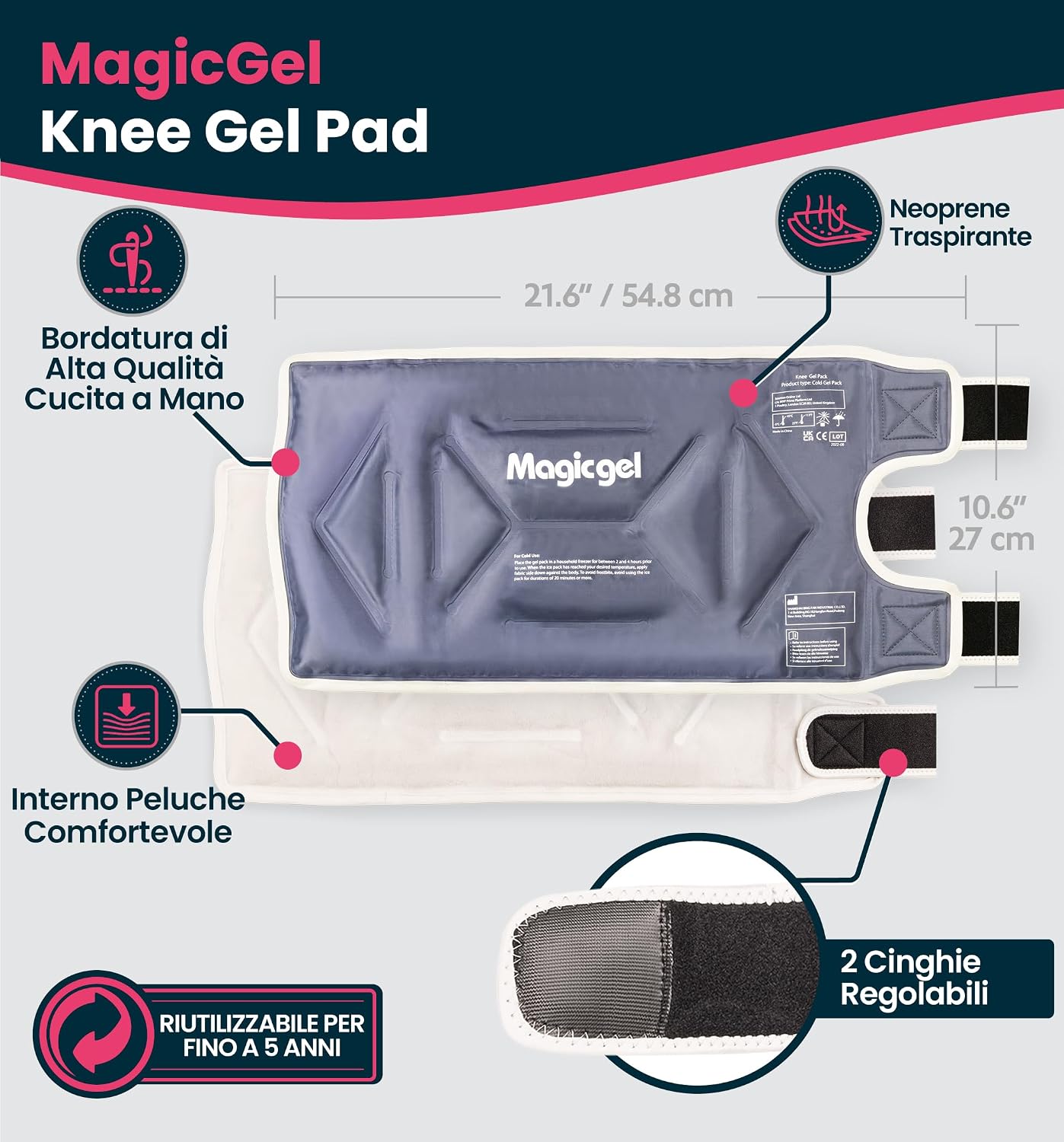 Magic Gel Elbow Ice Pack Wrap – Reusable Knee and Arm Sleeve - Hot & Cold Freeze Therapy Wrap for Targeted Areas – Compact Compression Fit for Knees, Calf, Joints, Tennis
