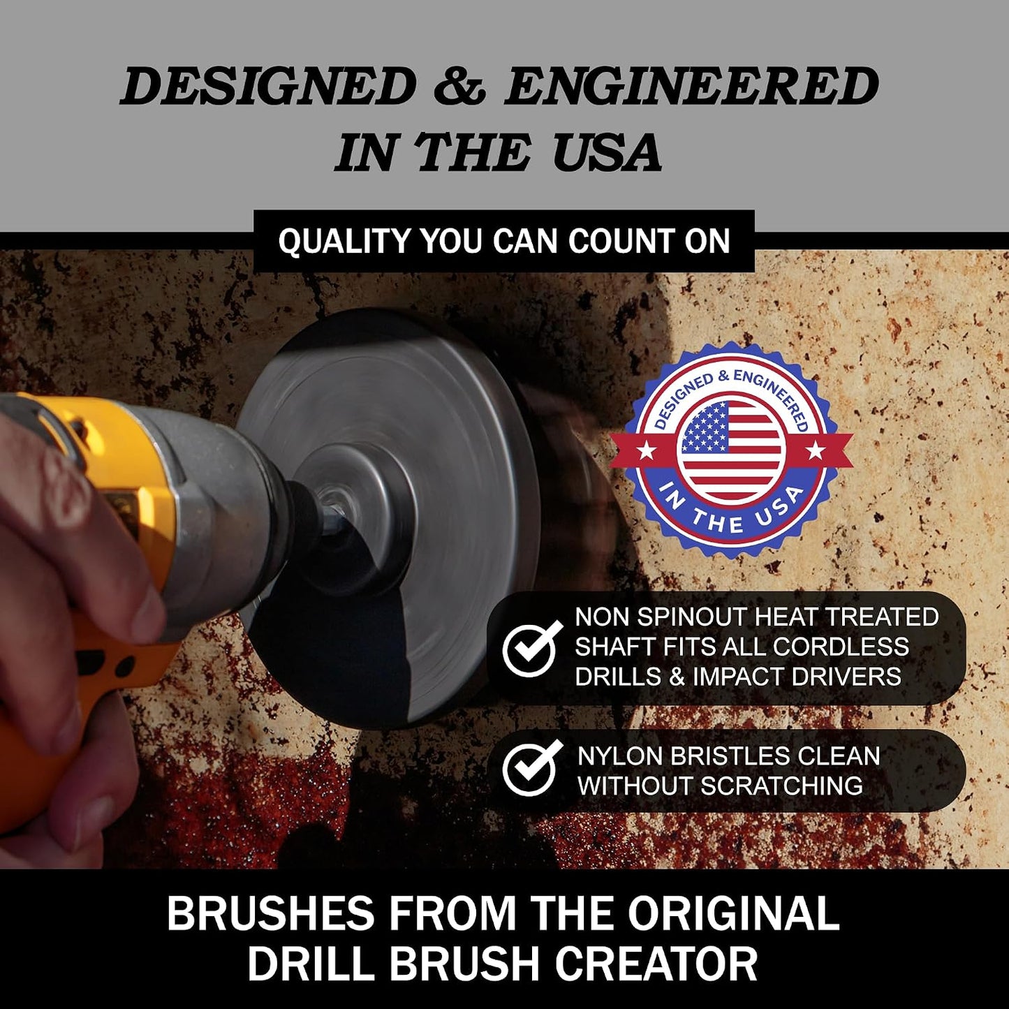 Cordless Power Spin Scrubber Drill Attachment - Electric Dish Scrubber Spin | Medium Drill Brush Attachments for Cleaning Tile, Grout, Dishes, Pots, Pans, Air Fryers, Fish Tanks, Boat Seats & Boat Hulls