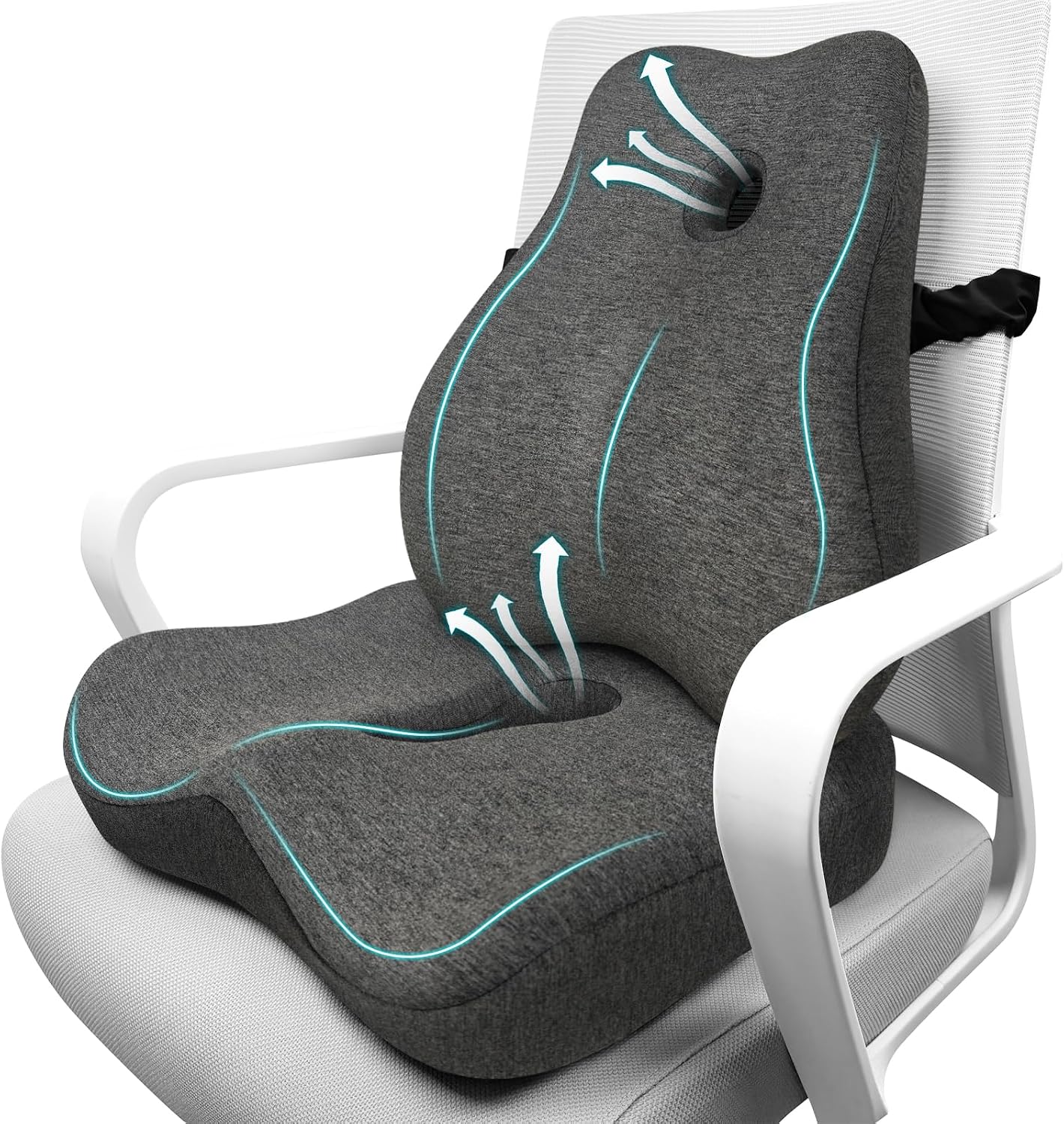 Lumbar Support Pillow & Seat Cushion for Office Chair, Memory Foam Office Chair Cushion for Tailbone Pain Relief and Lower Back Support, Ergonomic Desk Chair Cushion for Gaming,Wheelchair,Home