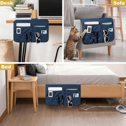 Remote Control Holder for Recliner, Armchair Caddy, Non Slip Sofa Armrest Organizer for Recliner Couch With 6 Pockets for TV Remote,Cell Phone,Magazine (Off-White)