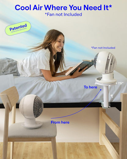 Smallish FanShelfie Adjustable Fan Holder for Dorm Room - White
