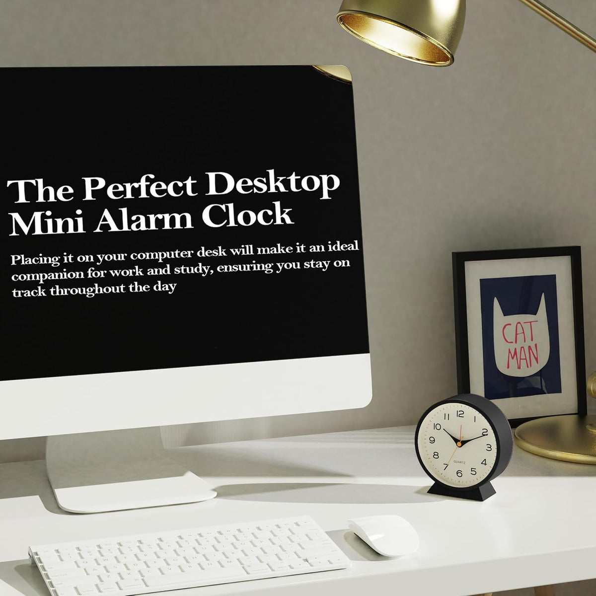AYRELY® 4.5" Analog Alarm Clock, Small Retro Desk Clock and Table Clock