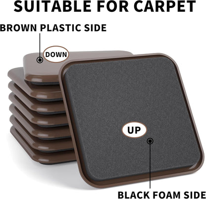 Furniture Sliders, 20 pcs-3 1/2” Square Beige Furniture Sliders for Carpet, Furniture Pads for Hardwoods Floors，Furniture Movers Sliders, Reusable Moving Pads, Floor Protectors for Carpet
