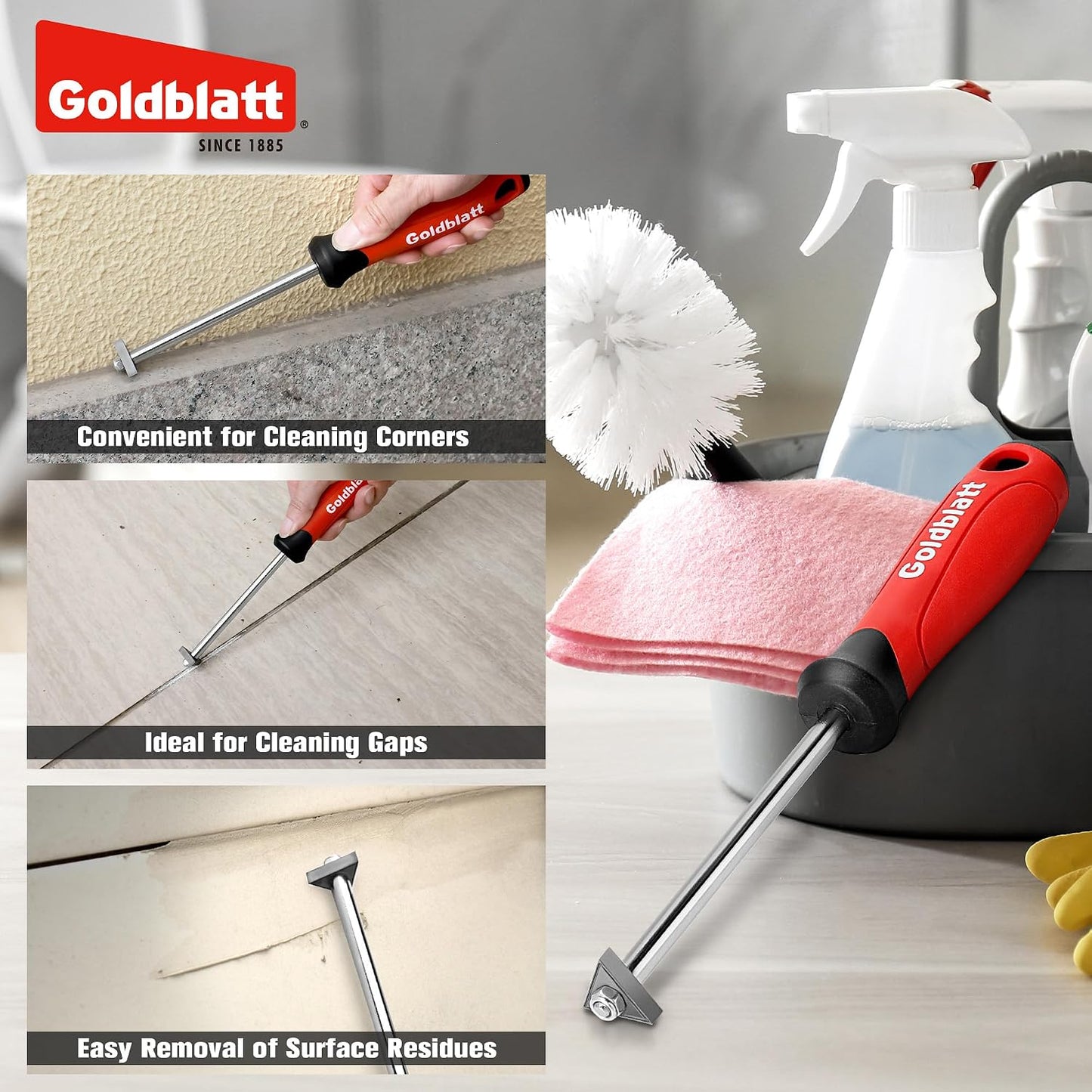 Goldblatt Grout Removal Tool with Replacement Carbide Tip, Scraper Tools | Triangular Edge, Precision Cleaning, Replacement Tip, Fine Groove Pattern, Tile Joint Repair, Caulk Removal, Mortar Cleanup