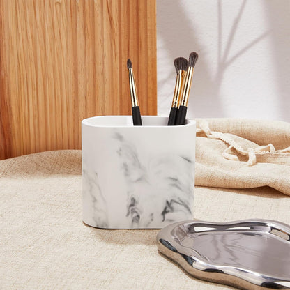 Quick Drying Toothbrush Holder for Bathrooms, Diatomite Countertop Organizer for Electric Tooth Brush, Toothpaste, Razor, Makeup Brush, White, 2 Slots