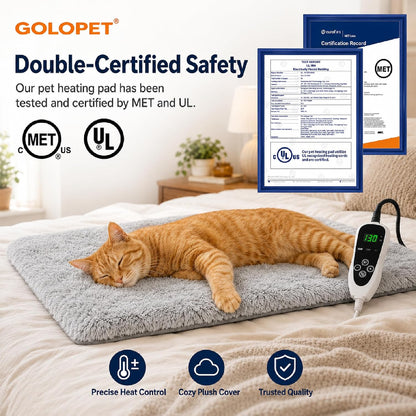 GOLOPET Cat Heating Pad with Normally Open Function，UL Dual Certification