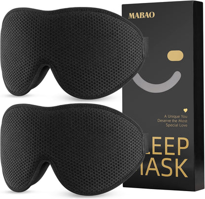 MABAO Sleep Mask for Side Sleeper, Eye Mask for Sleeping Women Men, Black | 3D Contoured Cup No Eye Pressure, 100% Light Blocking Sleeping Mask with Adjustable Strap Night Blindfold Flight, Travel, Nap