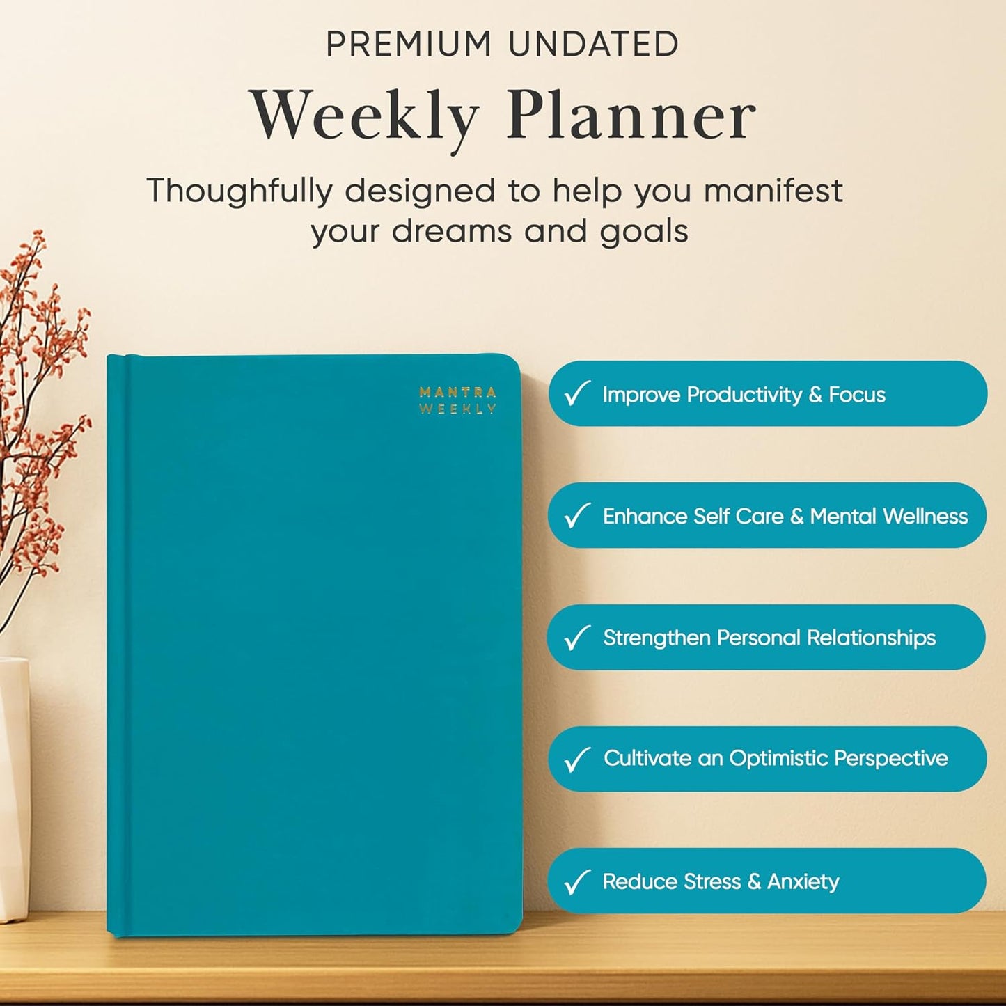 2026 Planner, Daily Journal & Gratitude Journal All-In-One with To Do List, Self Care Prompts & Habit Tracker - 7 x 10 - Pink