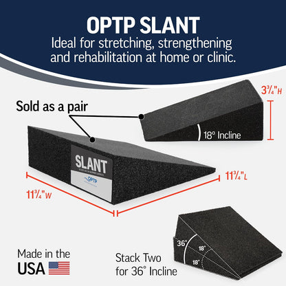 OPTP Slant (Pair) – Foam Wedge Set, Lightweight, 18 Degree Incline, Black