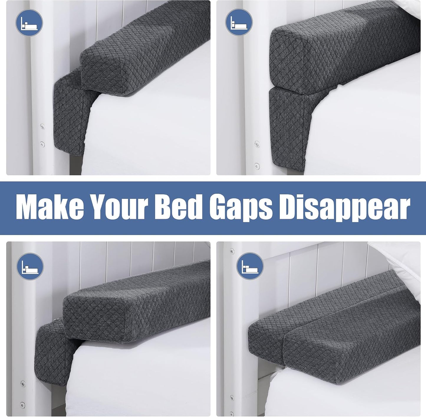 Flodable Pillow for Headboard Gap,Bed Gap Filler Queen Size,Adjustable Bed Wedge Pillow for Headboard,Rectangular Bed Gap Filler,Foam Mattress Gap Filler(Gray,Queen)