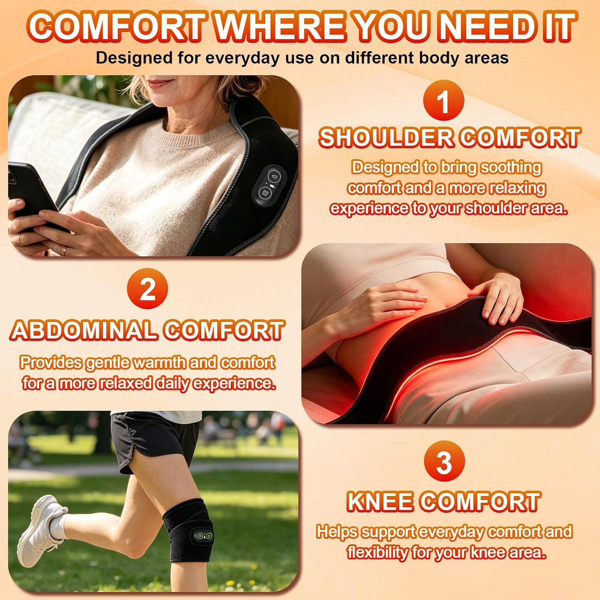 Red Light Therapy for Neck, Cordless Neck Heating Pad with Vibration