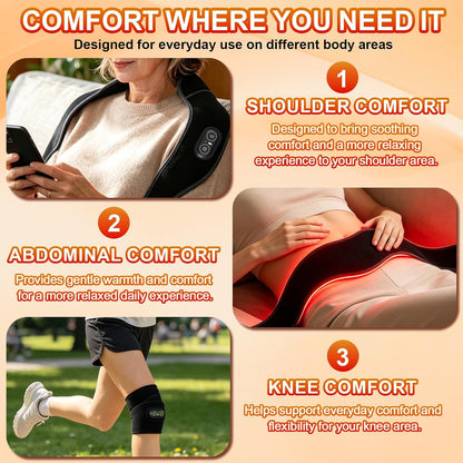 Red Light Therapy for Neck, Cordless Neck Heating Pad with Vibration