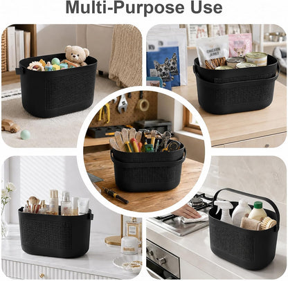 Plastic Portable Shower Caddy Basket, Storage Organizer with Handle, Yellow | Bottom Drain Holes, Keep Dry, Sturdy and Durable, Easy to Carry for Bathroom, Kitchen, Dorm Room, RV, College