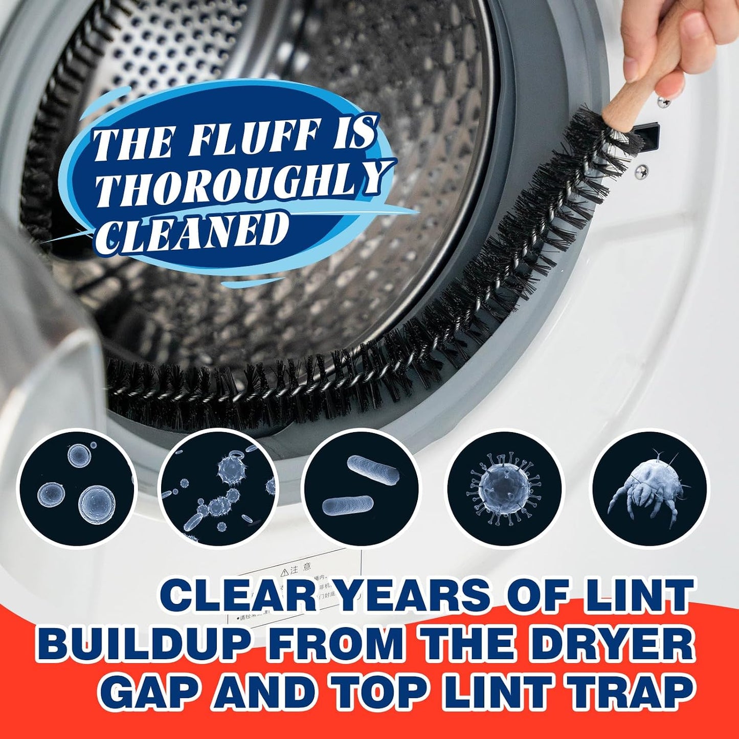 Bluesea 7 Pieces 20 Feet Dryer Vent Cleaner Kit, Reinforced Nylon Dryer Vent Cleaning Kit, Durable Dryer Vent Brush Vacuum Attachment with Flexible Lint Trap Brush, Vacuum & Dryer Adapters