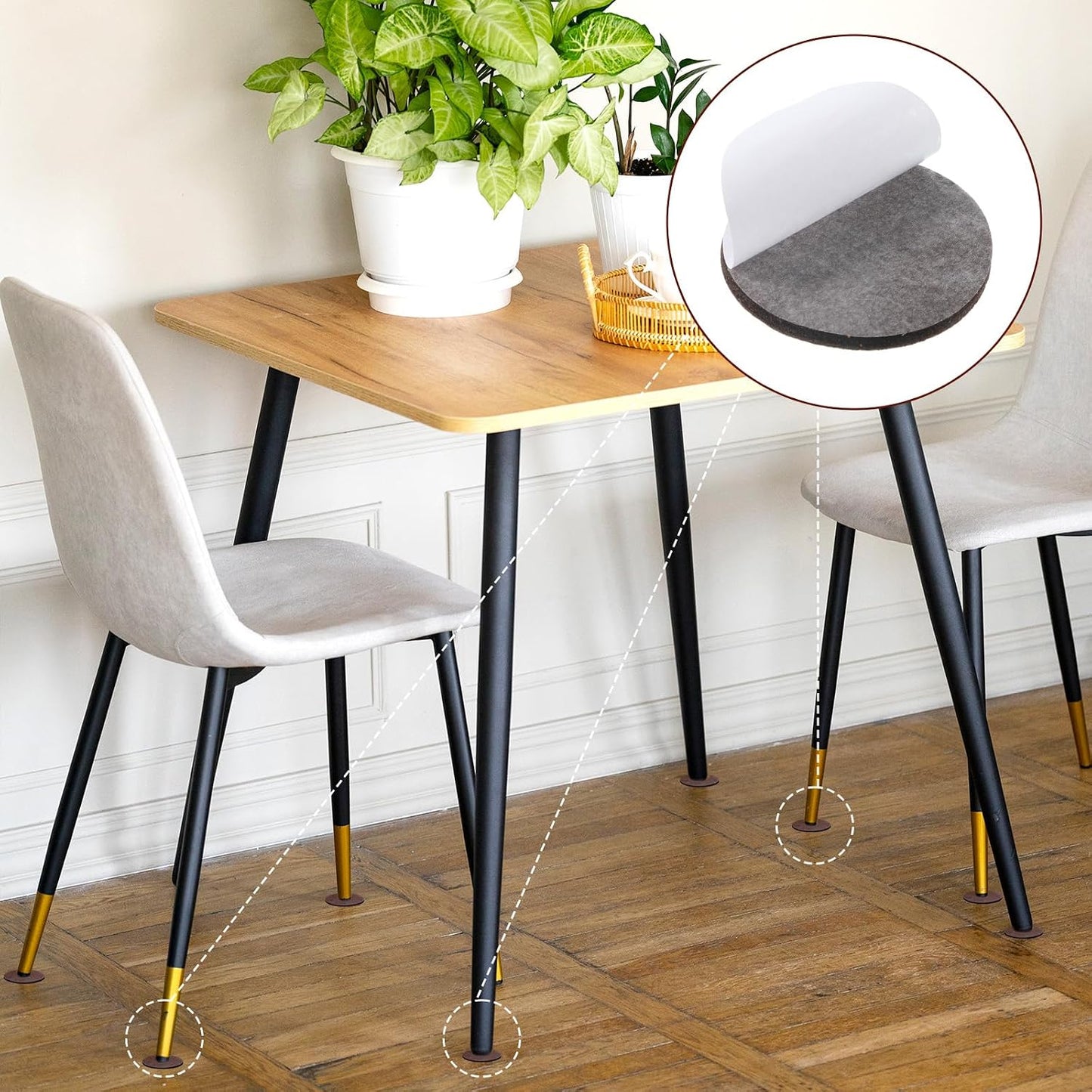 16 PCS 3" Round Felt Furniture Pads, Self-Adhesive Floor Protectors for Chair Legs 5mm Thick Non Slip Furniture Pads for Hardwood Floors Tables Feet Sofas Brown
