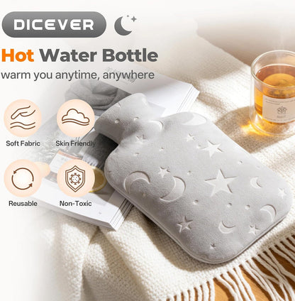 Hot Water Bottle with Soft Cover, 2L Hot Water Bag for Menstrual Cramps, Neck and Shoulder Pain Relief, Hot and Cold Therapies, Hand Feet Warmer, Blue