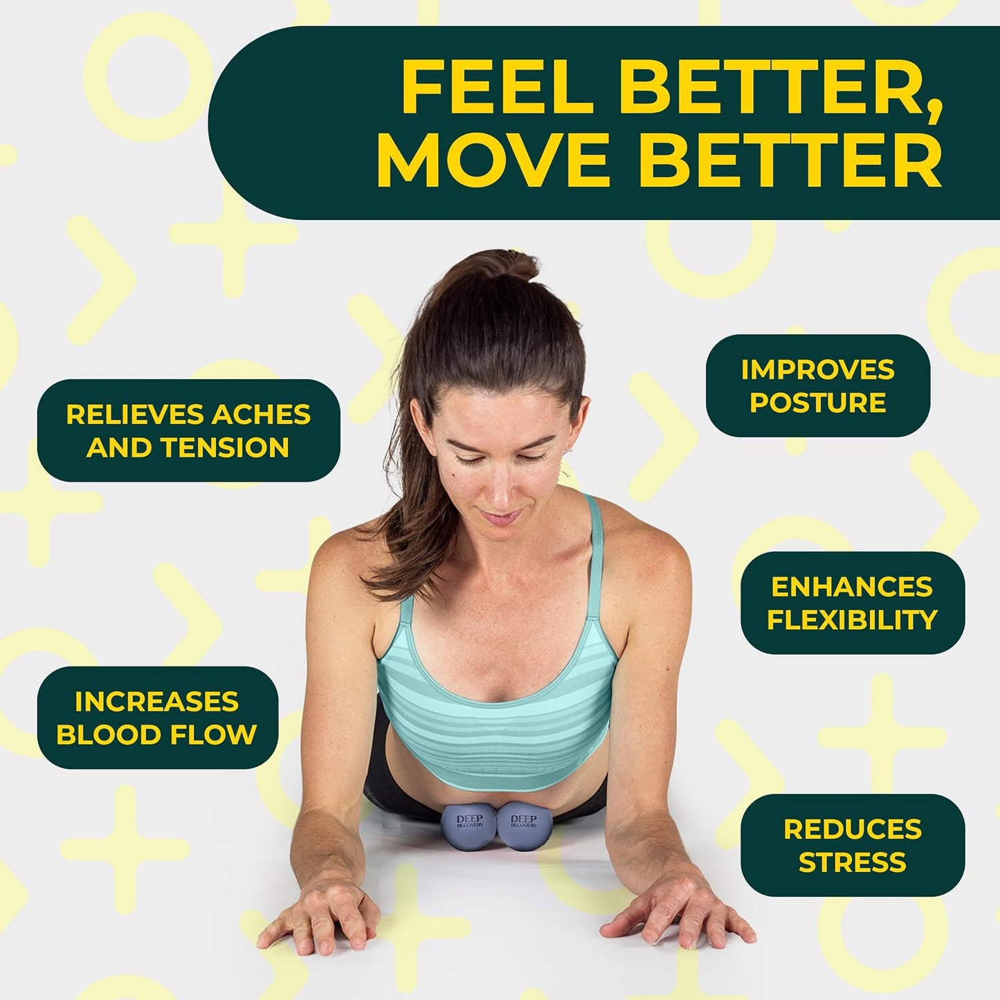 Yoga Deep Tissue Massage Ball Set, Firm Density – 2.9-Inch Myofascial Release Balls for Feet, Back, Neck, Legs & Arms – Trigger Point & Mobility Therapy (2-Pack)