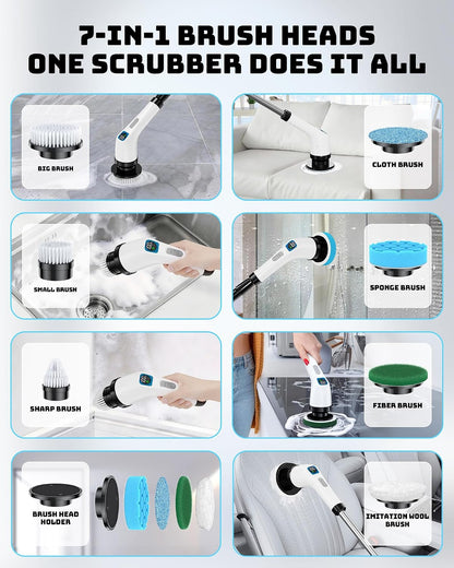 Electric Spin Scrubber for Bathroom | Shower Cleaner Brush with Long Handle